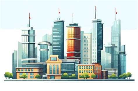 Premium Vector | Flat city buildings flat vector art illustration