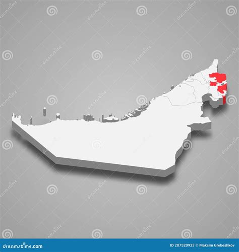 3d Isometric Map Of Fujairah Is A Emirate Of United Arab Emirates Royalty-Free Illustration ...