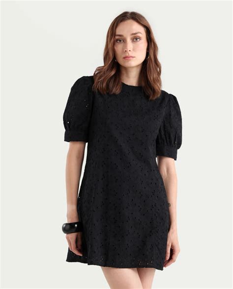 Rareism Women's Phillips Black Cotton Fabric Short Sleeves Button ...