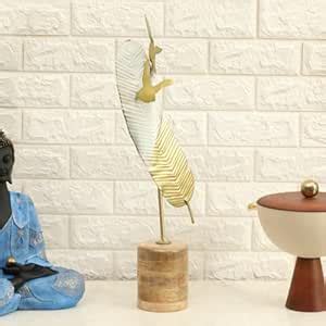 Buy vedas Multicolour Metal Feather on Bird Figurine for Living Room ...