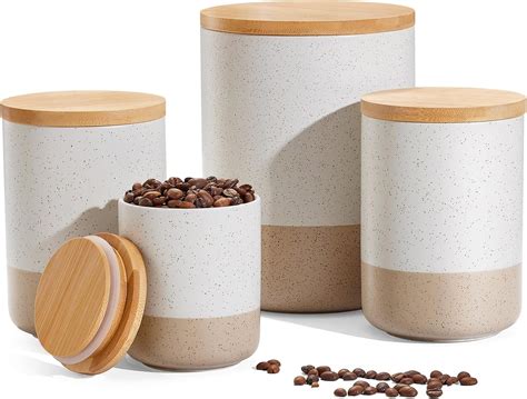 Canisters Sets for Kitchen Countertop-Set of 4 Ceramic Kitchen ...