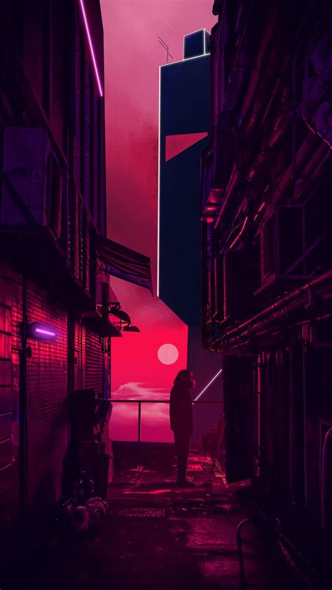 Download wallpaper 1080x1920 monkey, door, building, neon, twilight ...