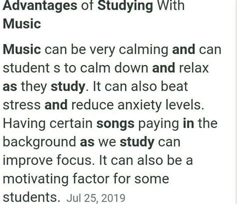 Write a summary about the advantages of listening to music while ...