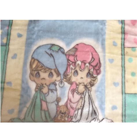 New Vintage Precious Moments Bedtime Pajamas Girl Boy Baby Blanket Lux ...