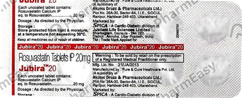 Jubira 20 MG Tablet (10): Uses, Side Effects, Price & Dosage | PharmEasy