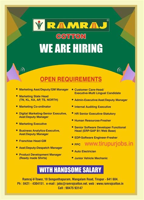 23rd January 2021 jobs openings in Tirupur district only