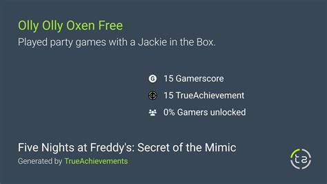 Olly Olly Oxen Free achievement in Five Nights at Freddy's: Secret of ...