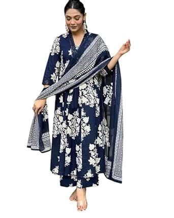 Buy Lalit Creation Women's Pure Rayon Block Printed Kurta Set with ...