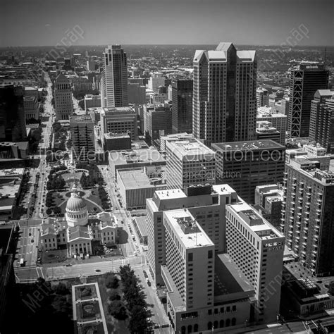 Downtown St Louis From Arch Observatory Black and White