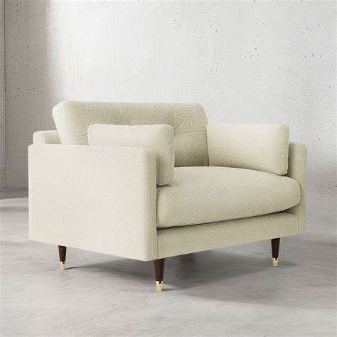 Craftsmill Zane Accent Chair: Plush Bouclé Luxury, Premium Solid Wood ...