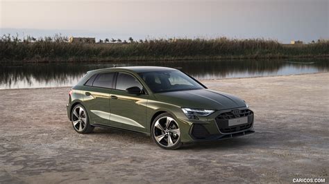 Audi A3 Sportback | 2025MY (Color: District Green Metallic) | Front Three-Quarter