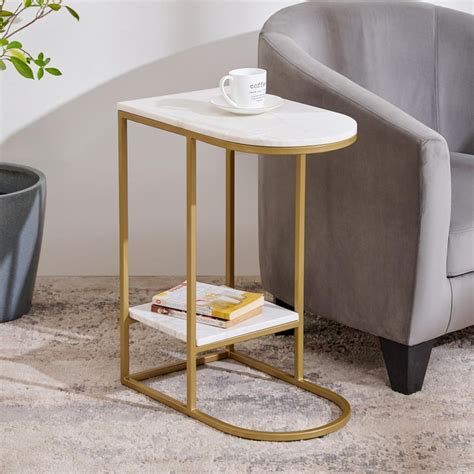 Buy Helios Enya Marble Top End Table - White from Helios by Home Centre ...