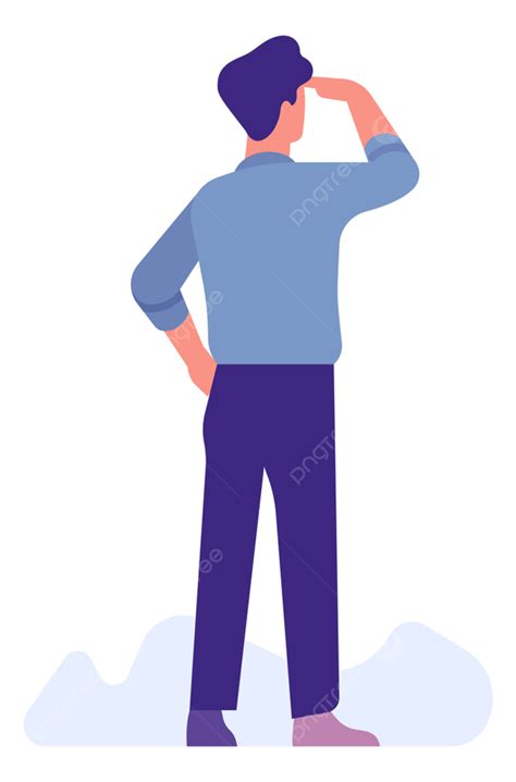 Man Looking Far Away, Away, Forward, Doubting PNG and Vector with ...