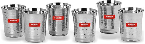 Buy Neelam - SGRL007P Stainless Steel 7 22G PRM Royal Glass, 250 ml ...