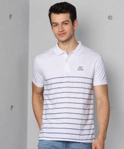 METRONAUT Striped Men Polo Neck White T-Shirt - Buy METRONAUT Striped ...