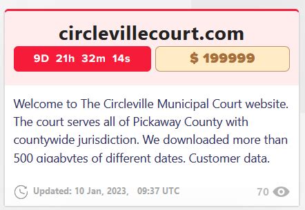 Ohio Circleville Municipal Court's Data Leaked By LockBit