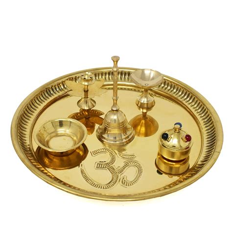 TwoGrams Brass Puja Thali - Pooja Thali Aarti Thali - karwa chauth ...