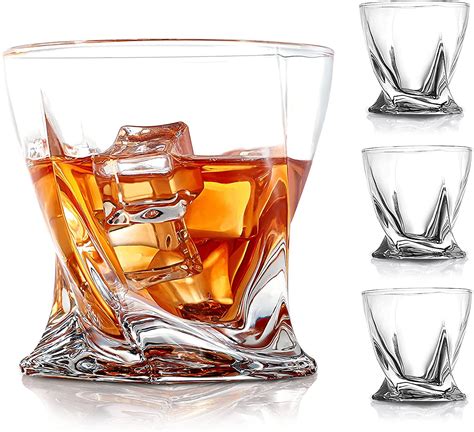 JAWU Italian Premium Crystal Square Whiskey Glass Set of 6 - Clear 300 ...