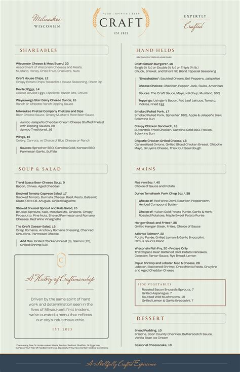Craft Menu's | Trade Hotel