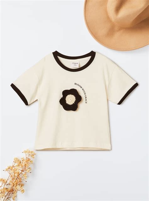Buy Girls Crochet Floral Applique T-shirt Online at just Rs. 299.0 ...