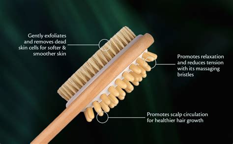 Ecosaa Double Side Wooden Bath Brush with Soft Natural Bristles, Gentle ...