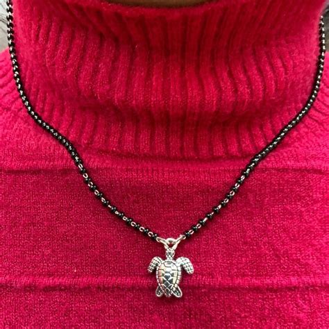 German Silver Oxidise Turtle Mangalsutra – Abdesignsjewellery