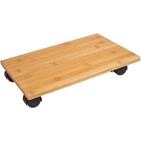 EARLYWOOD Wooden CPU Trolley Computer Desktop Tower Stand with Locking ...