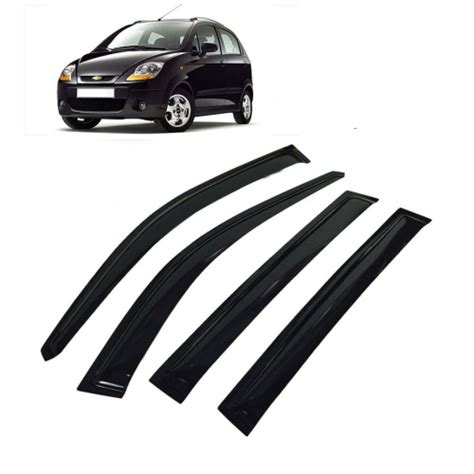 Car Window Door Visor For Chevrolet Spark Set Of 4 (Black)