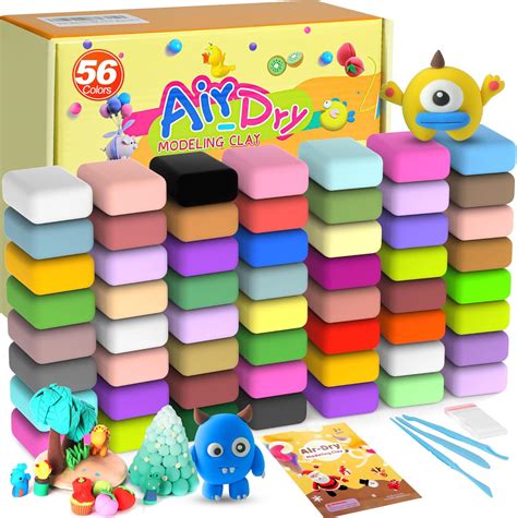 Amazon.com: ARTPAR Air Dry Clay 56 Colors, Modeling Clay for Kids,Model ...