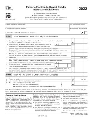 Fillable Online Election to Claim Child's Unearned Income on Parent's ...