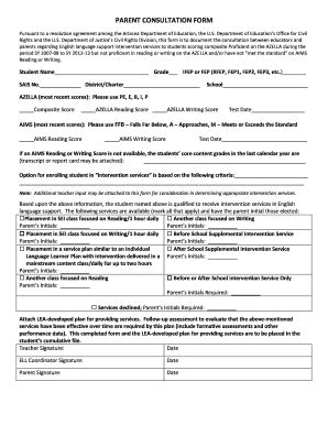 Parent Consultation Form - Blank Fillable Template | Fill Out, Print ...