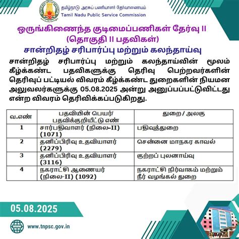TNPSC Combined Technical Services – Counselling Notification Released ...