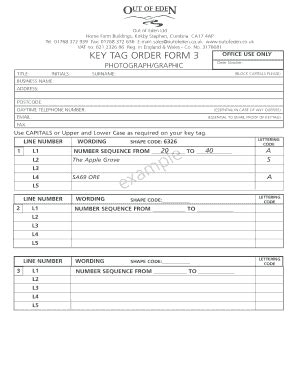Fillable Online outofeden co KEY TAG CHOICE FORM 3 PHOTOGRAPHGRAPHIC ...
