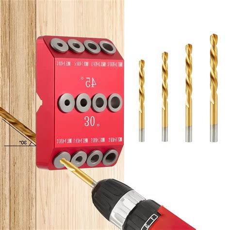 Buy BestMal Drill Guide Jig, 4 Bits for Straight and 30 45 90 Degree ...