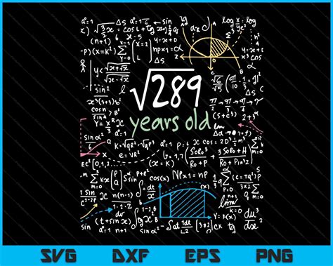 17th Birthday Square Root of 289 17 Years Old SVG PNG Cutting Files ...