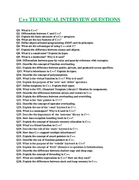 C++ Technical Interview Questions - C++ TECHNICAL INTERVIEW QUESTIONS ...