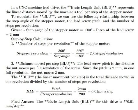 In a CNC machine feed drive, a stepper motor with step angle of 1.80 ...