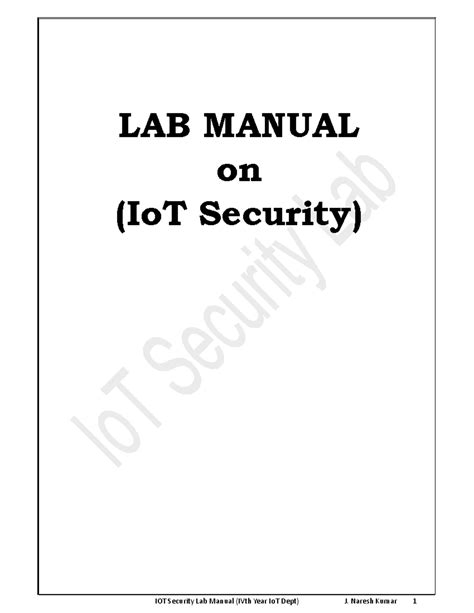 IoT Security Lab Manual: Experiments and Implementation Guide - Studocu