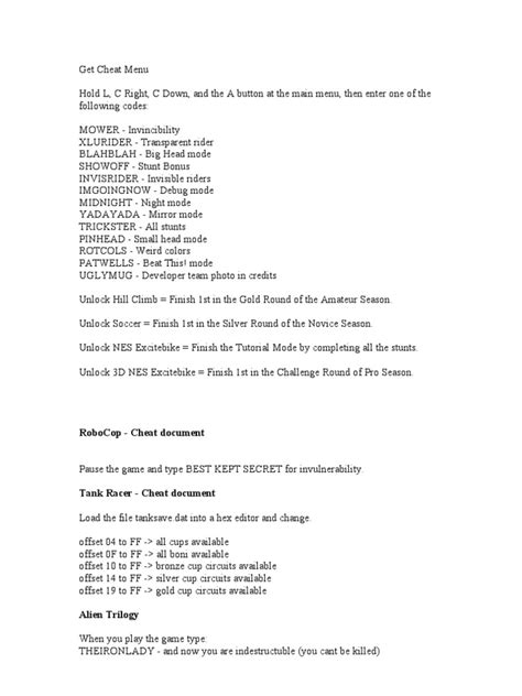 Image result for Cheat Script Menu