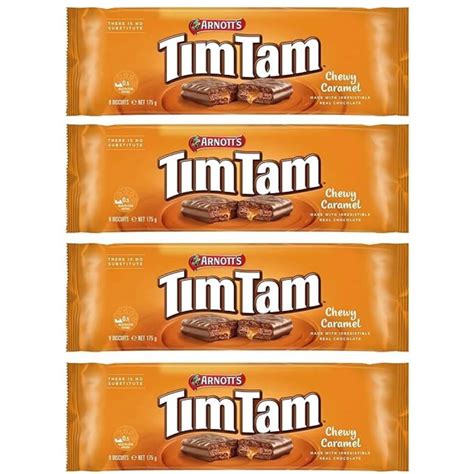 Arnotts Tim Tam Chewy Caramel 4 Pack Australian Chocolate Biscuits ...