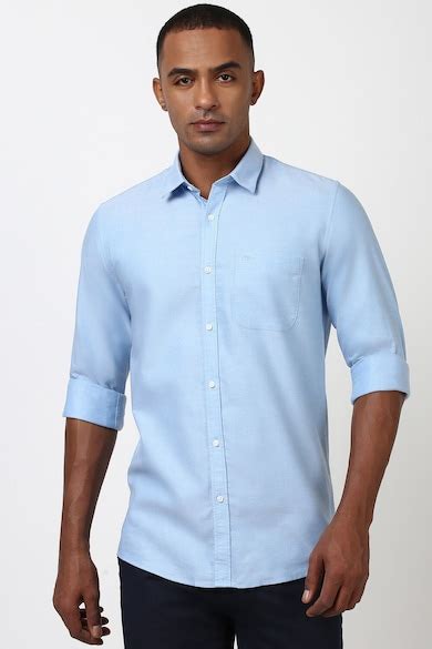 Buy Men Blue Slim Fit Solid Full Sleeves Casual Shirt Online - 39681280 ...