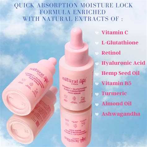 Buy NATURAL VIBES VITAMIN C + GLUTATHIONE GLOW & BRIGHTENING FACE SERUM ...