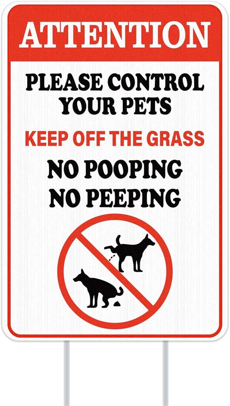 Buy FLYAB No Pooping/Peeping Sign for Yard 8x12 Keep Off The Grass Yard ...