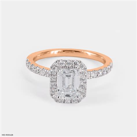 1 Carat Classic Emerald Cut Halo Ring 18K Rose Gold – Maiora Diamonds