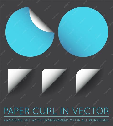 Set of stickers with paper curl | Premium Vector