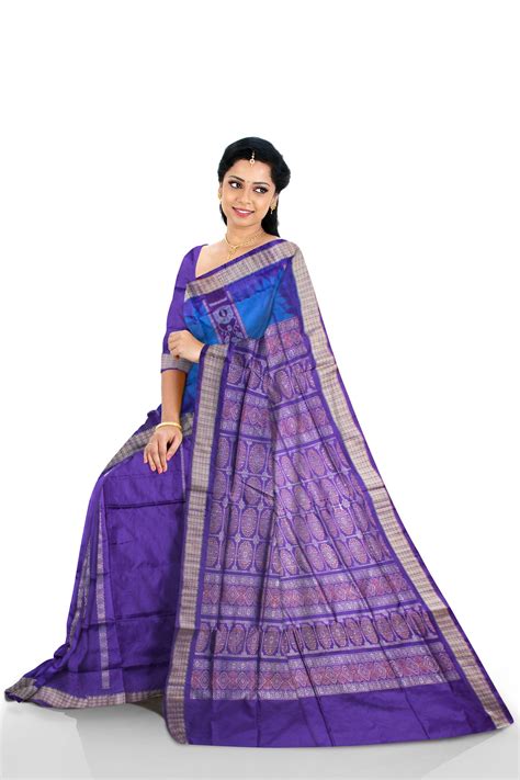 Sky and purple color Patli Pata Saree.