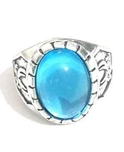 Buy Shafiqua Silver Tone Dark Blue Gemstone Studded Finger Ring for ...