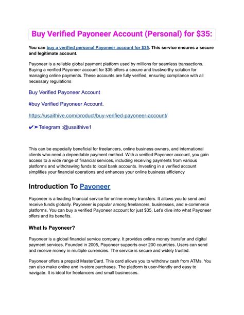 PPT - Buy Verified Payoneer Account (Personal) for $35_ PowerPoint ...