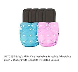 LILTOES® Baby's All in One Washable Reusable Adjustable Cloth 2 Diapers ...