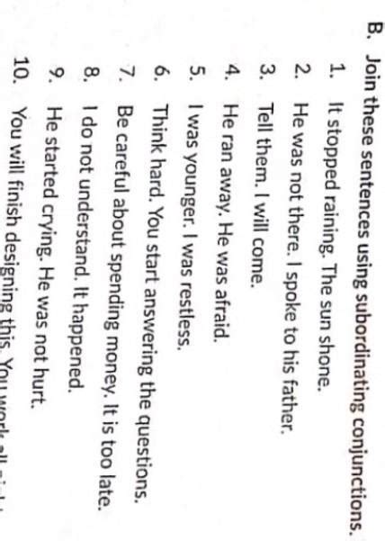 join the sentences with subordinating conjunction - Brainly.in